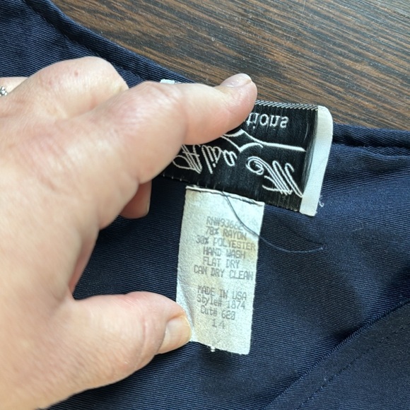 Vintage Alisa M Collections Button Down Blouse Navy 14 - Picture 5 of 7